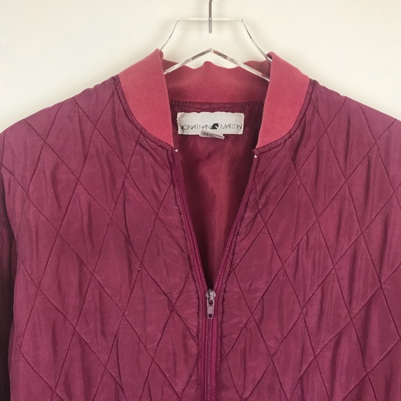 Vintage 100% Silk Quilted Varsity Bomber Jacket - Picture 3 of 5